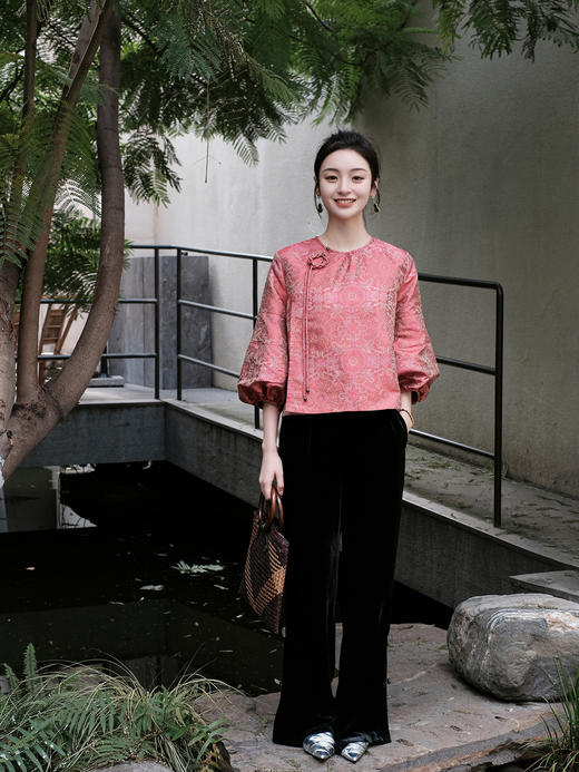 盛唐牡丹|宋锦八达晕纹短上衣 商品图0