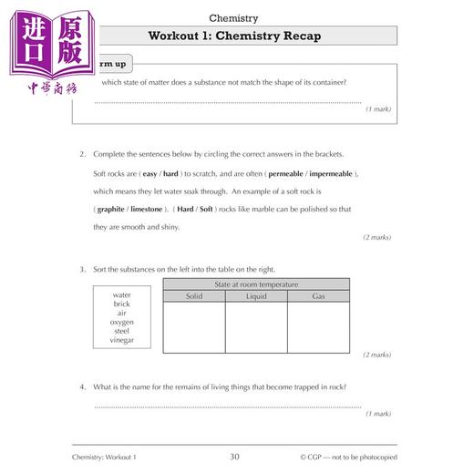 【中商原版】英国原版CGP New KS3 Year 7 Science 10-Minute Weekly Workouts (includes answers) 商品图2
