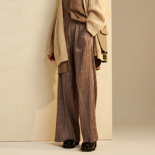 谜底阔腿裤女士2024秋季新品休闲风质感松紧腰宽松长裤243MK1015 商品图0