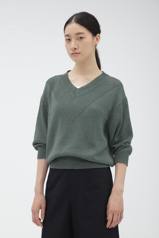 Margaret Howell 日版雾灰蓝v领丝麻针织衫 商品图0