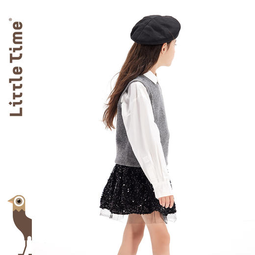littletime童装羊毛针织衫男女童秋冬新款经典学院灰色毛衣背心 商品图2