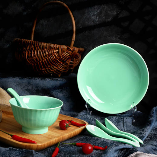 天青雅韵陶瓷14件套 |堪比龙泉青瓷！颜值高超上镜，微波炉/烤箱/洗碗机/消毒柜可用 商品图2