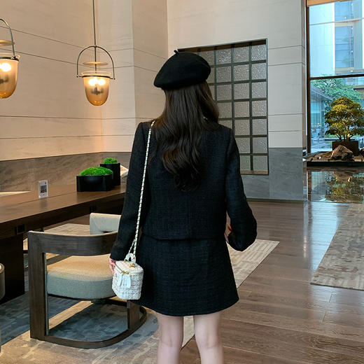 奢姿2024年秋季新款大码女装小香风套装胖妹妹外套百褶半裙两件套9943953540 商品图3