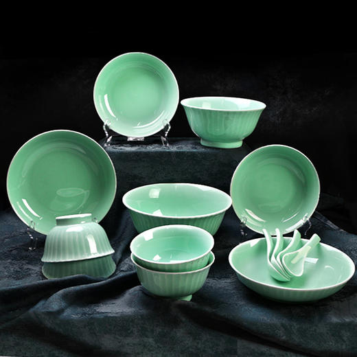 天青雅韵陶瓷14件套 |堪比龙泉青瓷！颜值高超上镜，微波炉/烤箱/洗碗机/消毒柜可用 商品图4