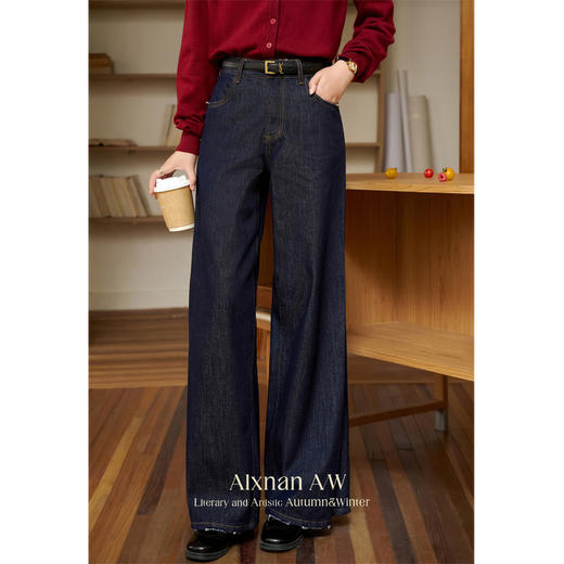 鹿向南「影像诗」复古宽松阔腿牛仔裤2024年新款女高腰秋季裤子L39858 商品图3