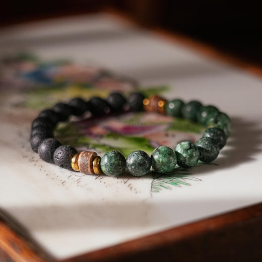 *自营*火山石手串 | 白松绿松孔雀石手串粗狂风格男女手链中式。 商品图1