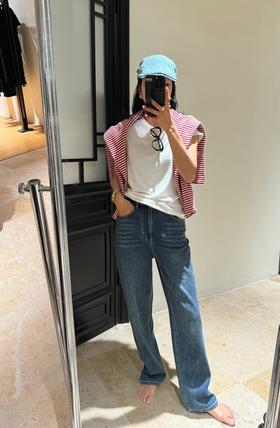 【包邮发顺丰】洛诗琳夏季新款柔软透气纯天然棉亲柔感阔腿直筒牛仔裤KTT326