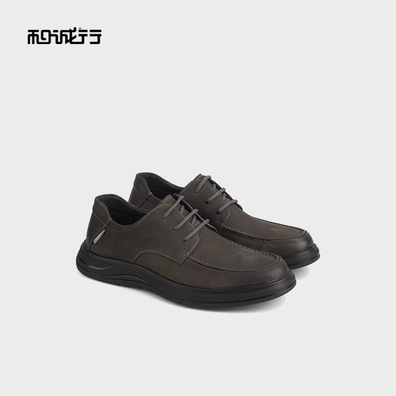 和诚行 2024秋冬新款舒适透气商务皮鞋男真皮系带休闲皮鞋0551155