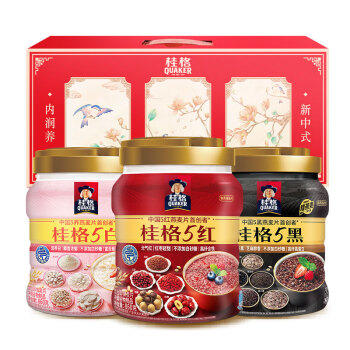 桂格5养燕麦片礼盒860克*3 5黑+5红+5白添加黑芝麻送礼佳品送长辈父母 商品图0