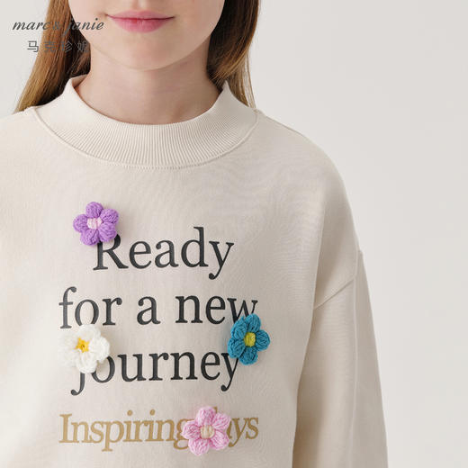 马克珍妮女童立体花朵宽松卫衣儿童上衣纯棉2024年秋装新款241336 商品图4