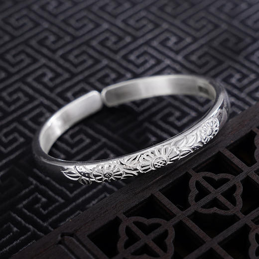 【恋花无忧】子佩集S999银手工手镯原创设计【55071118】2407 商品图3