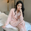 春秋季新款新中式水墨风冰丝睡衣女薄款大理石风韩版网红流光高级感薄款长袖家居服套装 商品缩略图8
