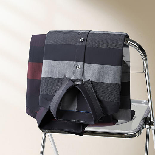 【新款DM】大依优型条纹长袖衬衫男宽松加肥加大码男士休闲商务衬衣上衣胖子 商品图7