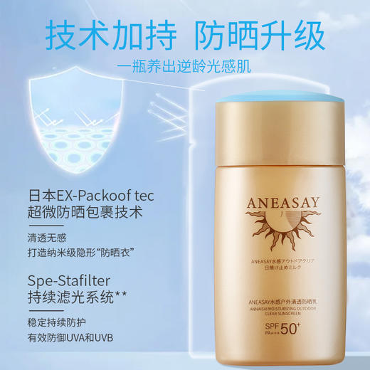 安耐晒ANEASAY水感户外清透防晒乳50+PA+++防紫外线小金瓶防晒霜 商品图0