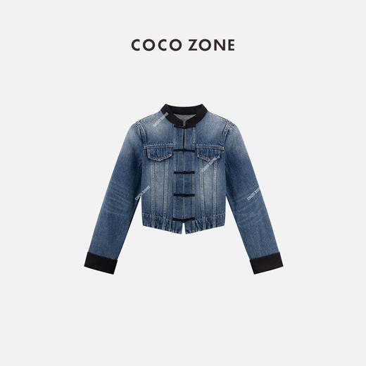 COCO ZONE 2024新中式盘扣牛仔外套早春复古国风上衣CC2A0349 商品图0