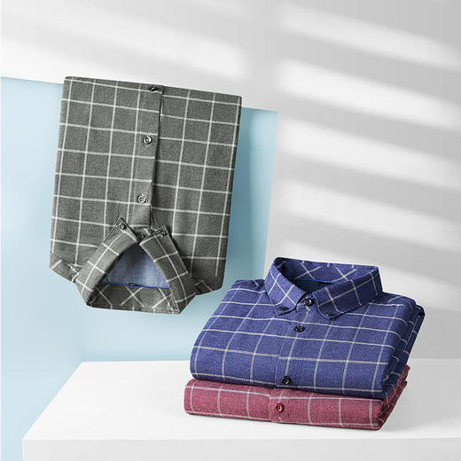 【新款DM】大依优型格子长袖衬衫男宽松加肥加大码男士休闲商务衬衣上衣胖子 商品图6