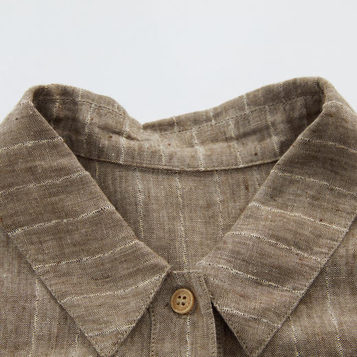 谜底衬衫长袖女2024秋新品复古风大廓形棉麻中长款衬衣243ML1181 商品图3