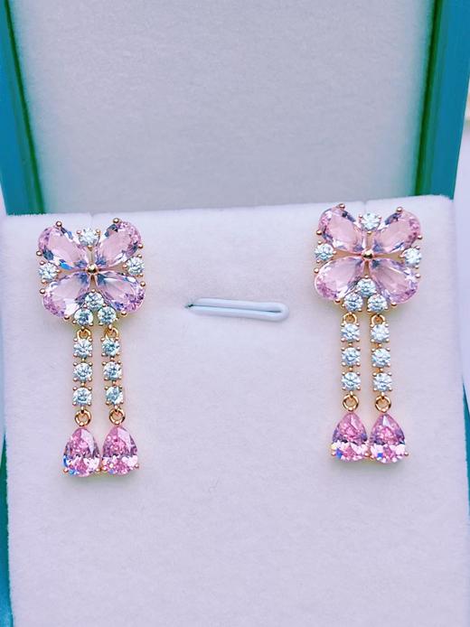 粉色蝴蝶结流苏耳饰 轻奢高级感 夏日百搭 商品图3