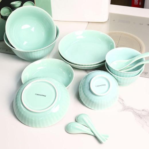 天青雅韵陶瓷14件套 |堪比龙泉青瓷！颜值高超上镜，微波炉/烤箱/洗碗机/消毒柜可用 商品图1