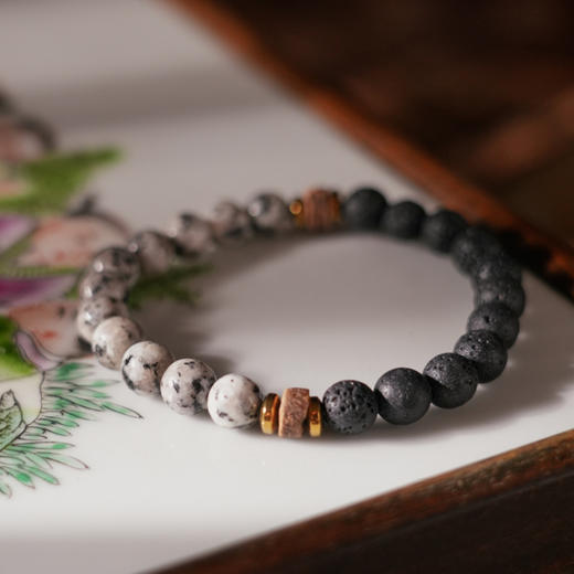 *自营*火山石手串 | 白松绿松孔雀石手串粗狂风格男女手链中式。 商品图0