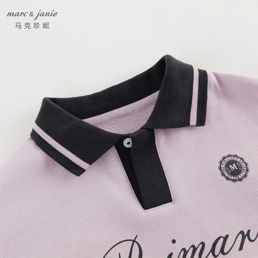 马克珍妮女童复古运动撞色polo领卫衣儿童上衣纯棉秋装新款241289 商品图4