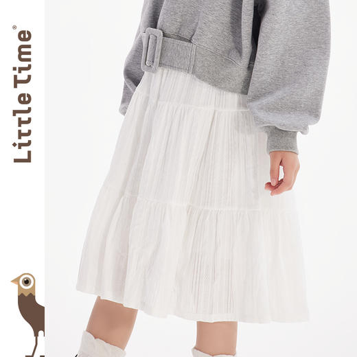 littletime女童纯棉半身裙2024春秋新款肌理感面料儿童中长款半裙 商品图1