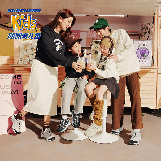 Skechers斯凯奇奶茶熊儿童鞋秋季男女童老爹鞋休闲校园白色熊猫鞋 商品图3