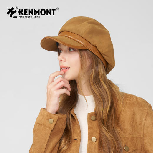 *【卡蒙】秋冬显脸小修脸翻毛皮羊皮革拼接款蓓蕾帽KM-5290 商品图1
