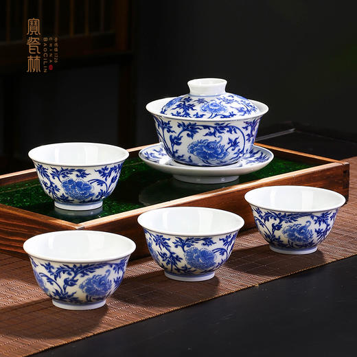 青花富贵满堂5头茶具 商品图0