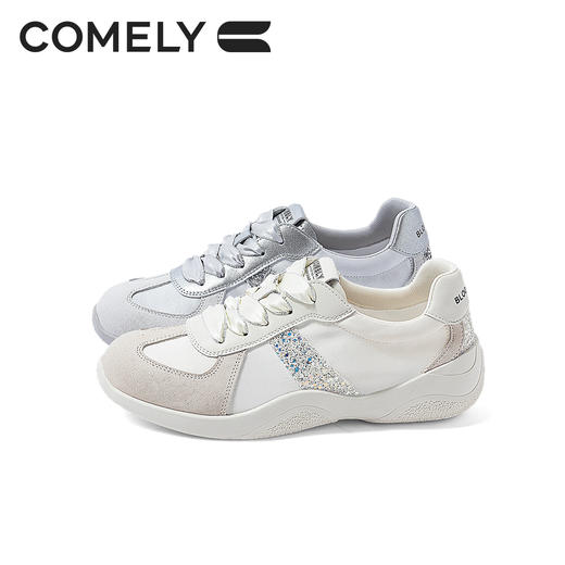 康莉KLY2K650休闲阿甘鞋女2024年秋季新品复古厚底亮皮系带透气运动德训鞋 商品图6