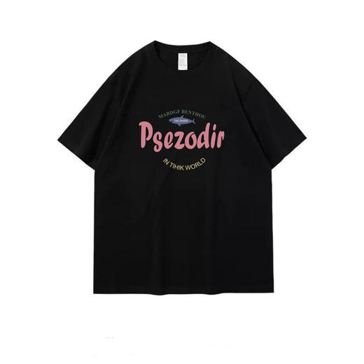 抢2件59元！短袖T恤女新疆棉黑色印花纯棉短袖女国潮女装短袖t恤休闲上衣 商品图1