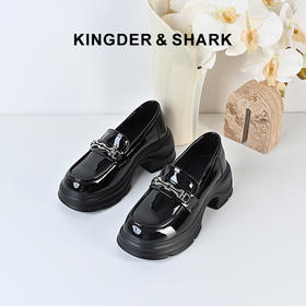 经典鲨2024年秋新款百搭圆头中粗跟一脚蹬日常通勤乐福鞋女KW212-D37021