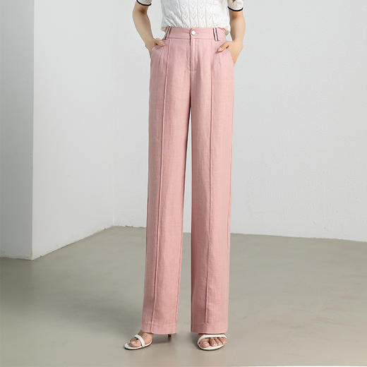 丁摩 天丝亚麻阔腿裤女宽松休闲长裤显瘦直筒拖地裤透气舒适高腰裤子4ZF-11801 商品图2