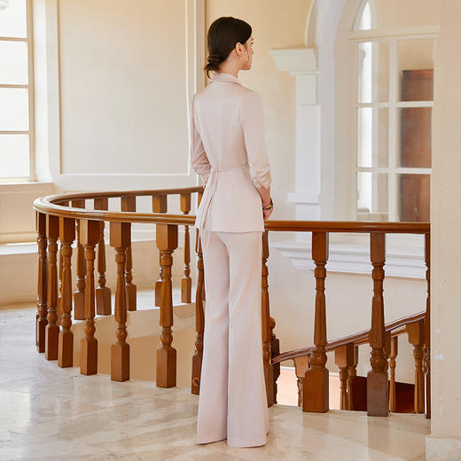 AD薄款西装套装女夏季经理高端职业装粉色新中式醋酸正装阔腿裤秋 商品图4