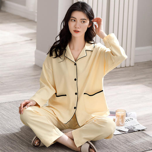 睡衣女春秋季新款2023年新款波点长袖秋冬季可外穿女士家居服套装学生睡衣 商品图3