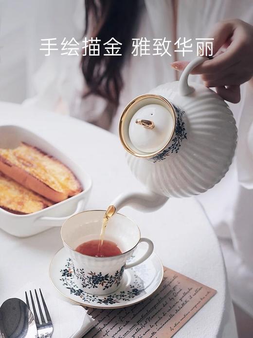 俄皇LOMONOSOV瓷白花环系列骨瓷咖啡杯碟套装高端精致下午茶茶具 商品图3
