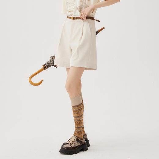 谜底A型短裤女士2024秋季新品通勤风百搭高腰挺阔直筒裤243MK1215 商品图1