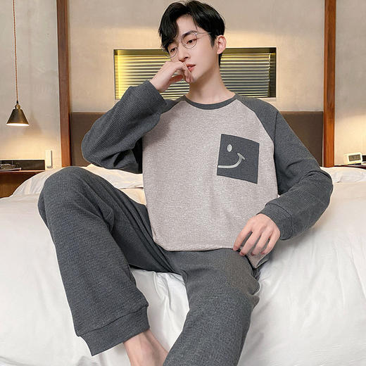 睡衣男春秋新款长袖棉质青少年秋冬季可外穿休闲大码学生宽松家居服套装 商品图9