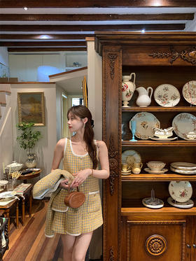 金蘑菇菇 慌心假期 新季miu香香子/香风格子短外套短裙少女套装