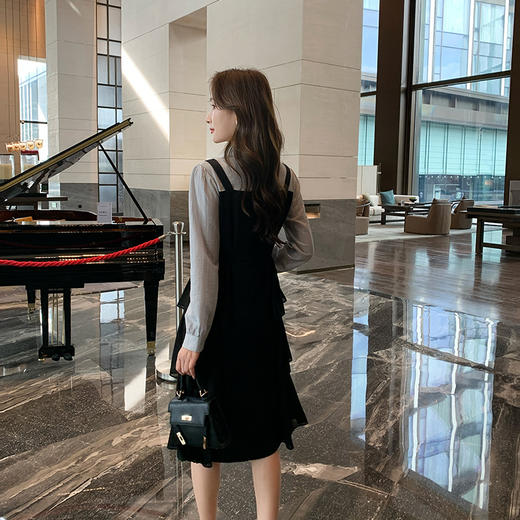 奢姿大码女装2024秋季气质翻领裙子胖妹妹假两件拼接时尚连衣裙9943826658 商品图3