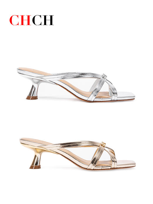 CHCH小香风牛皮凉拖鞋女外穿夏日通勤简约优雅女凉鞋 商品图5