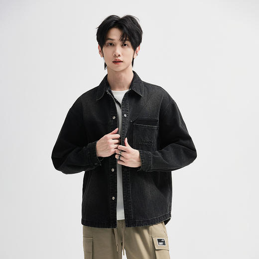 【断码清仓】HX 春秋季水洗牛仔衬衫式茄克衫外套S105433070101 商品图2