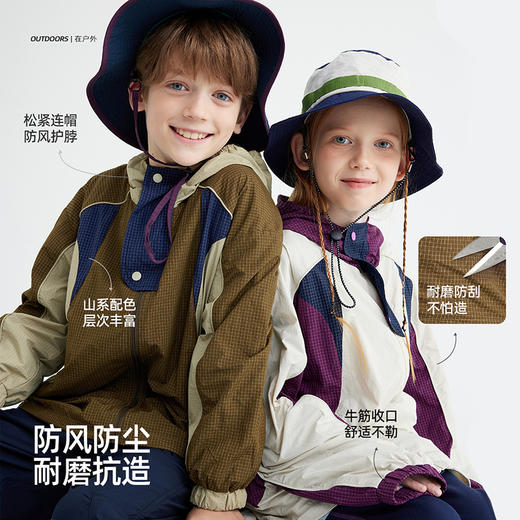 *【专业级四级防泼水】儿童户外轻量夹克连帽撞色外套 PQWT2401-PQWT2533-PQWT2534 商品图4