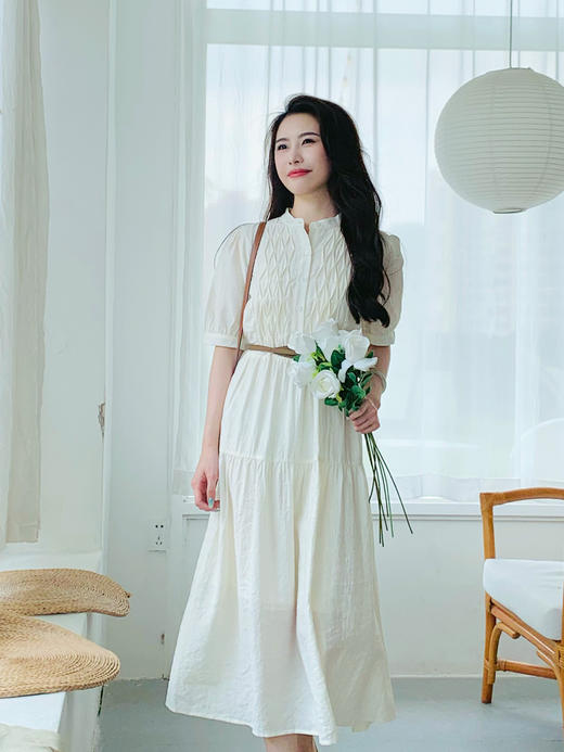 【百图lulu定制】【茉莉连衣裙】【赠腰带】【现货】法式收腰  五分袖 浪漫唯美连衣裙 商品图0