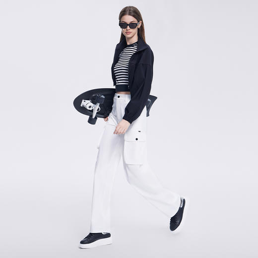 TITIKA ACTIVE条纹运动长袖短款修身瑜伽健身休闲T恤上衣 Line11165 商品图3