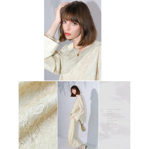 【秒杀】COCOBELLA对丝拼接压褶肌理长袖衬衫女莱赛尔缎面上衣TS3015B 商品图3