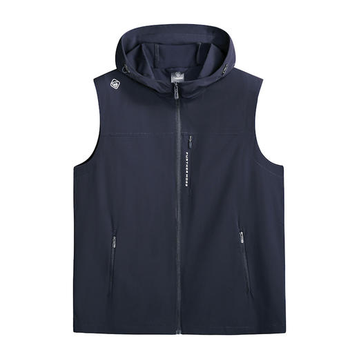 【新款DK】大依优型大码男装连帽弹力马甲简约休闲宽松外套男坎肩背心上衣 商品图1