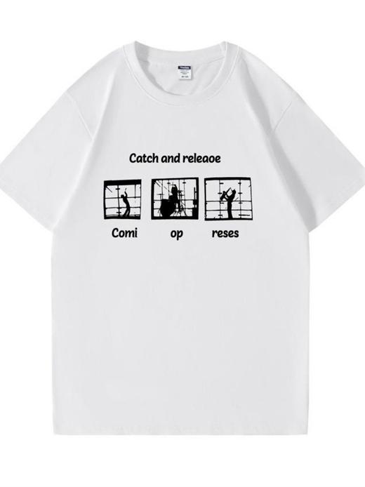 抢2件59元！美式纯棉短袖t恤女200克上衣T恤潮流宽松潮牌ins半袖体恤衣服女 商品图2