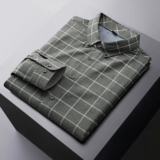 【新款DM】大依优型格子长袖衬衫男宽松加肥加大码男士休闲商务衬衣上衣胖子 商品图3