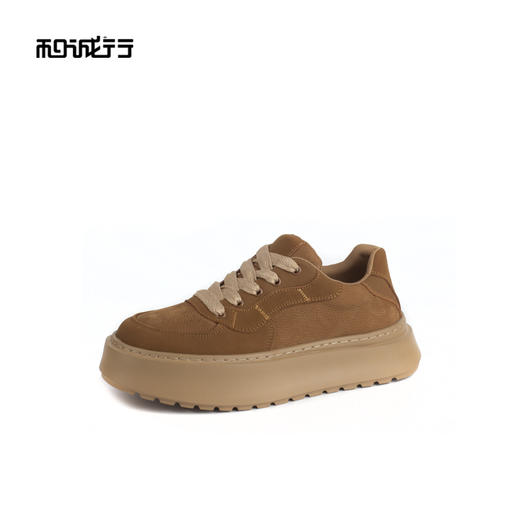 和诚行 2024秋冬新款真皮系带时尚百搭男复古厚底休闲板鞋1420066 商品图1